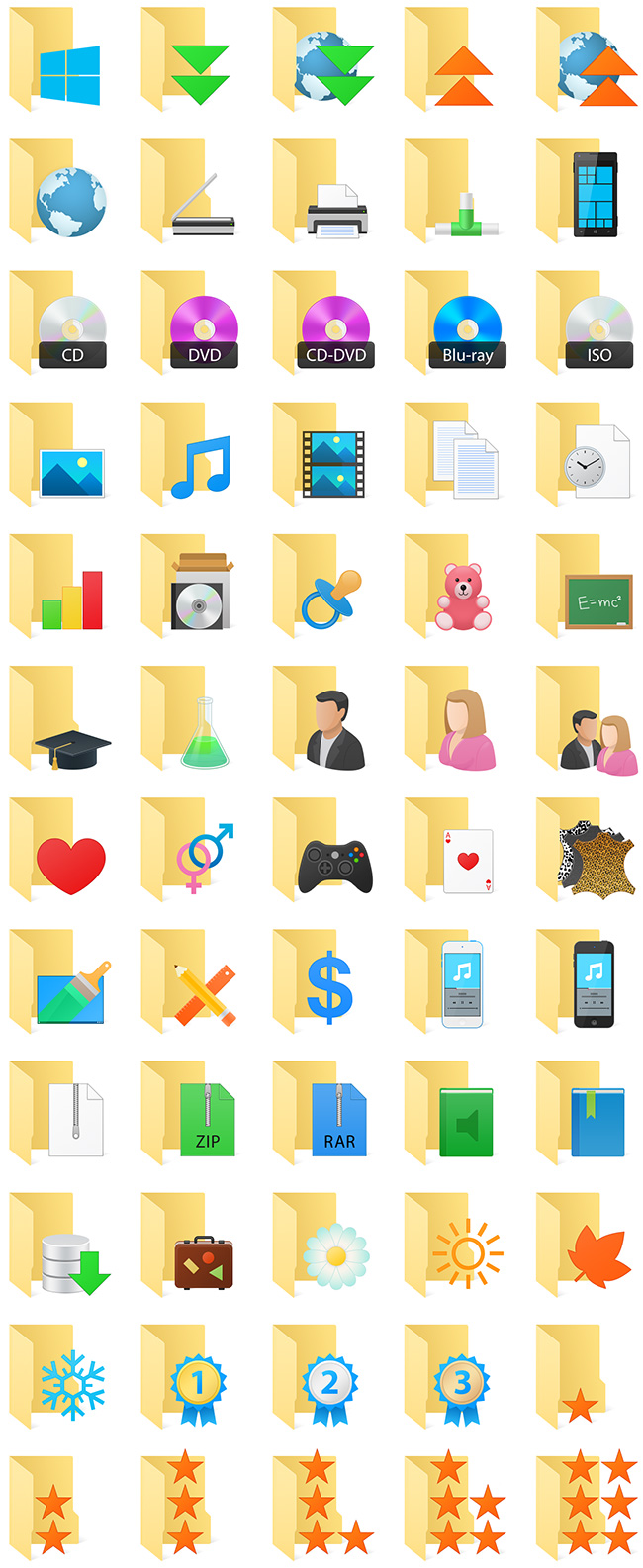 windows 10 icons colored folders