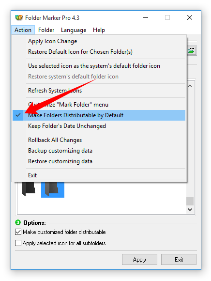 Make Folders Distributable By Default Checkbox