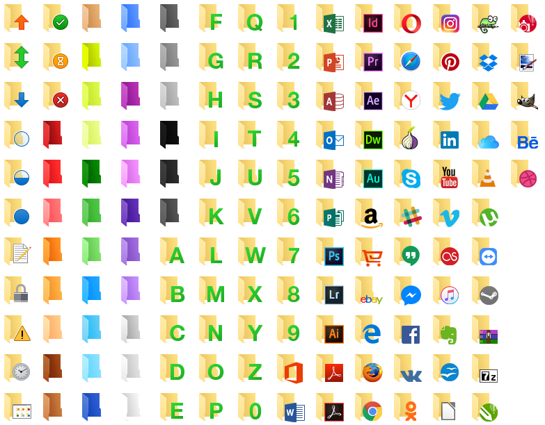 List of the icons you get with Folder Marker Pro