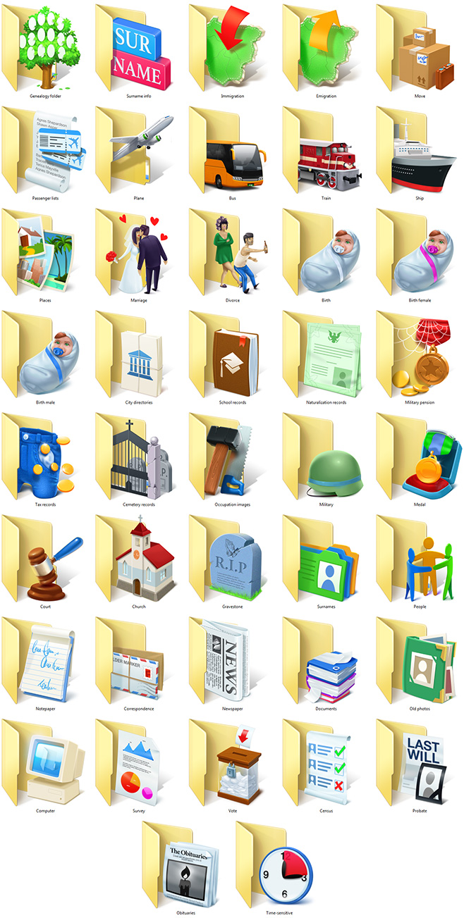 Genealogy Folder Icons