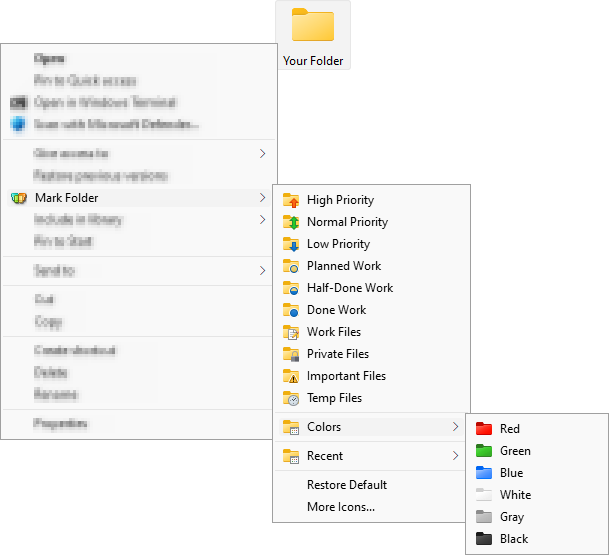 "Mark Folder" menu will appear for any folder in your system after installing of Folder Marker