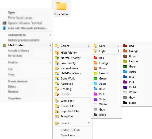 Меню "Поставить метку" появляется для всех папок Вашей системы сразу же после установки Folder Marker